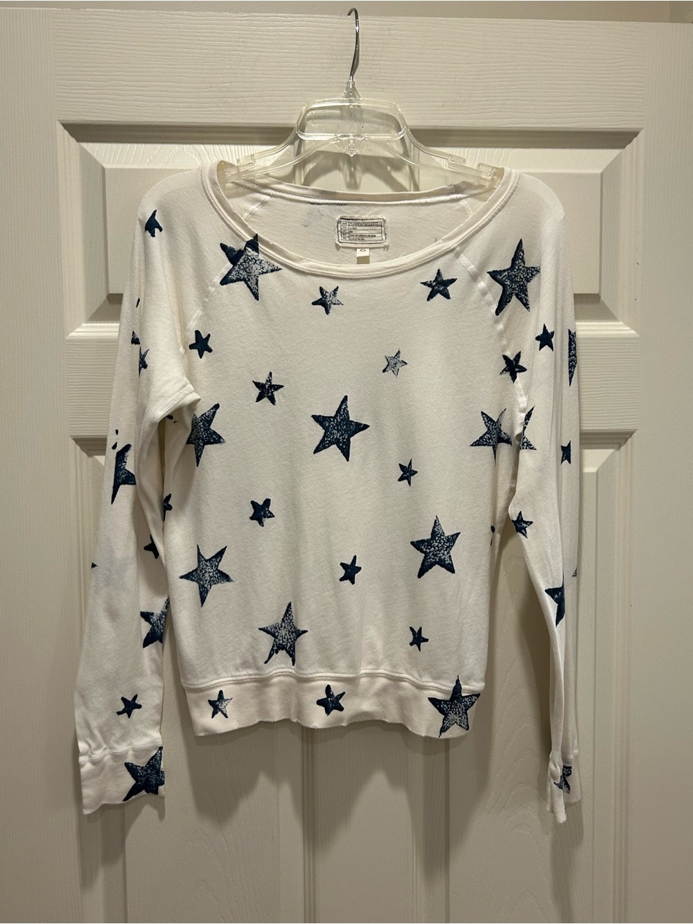 Current/Elliott White Sweater with Navy Star Print